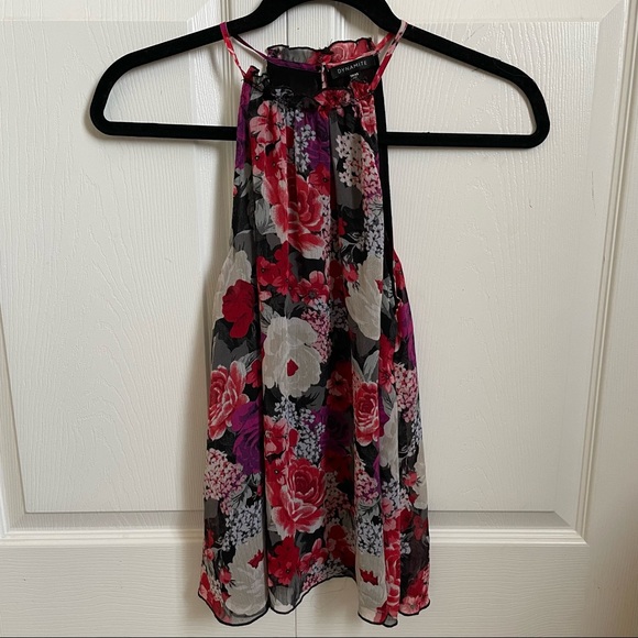 Dynamite Floral High Neck Top - Picture 1 of 4